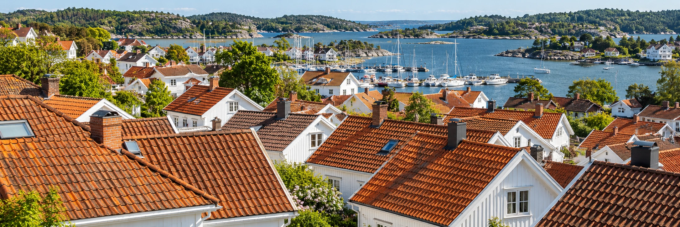 Illustrert taklandskap og bebyggelse i Agder